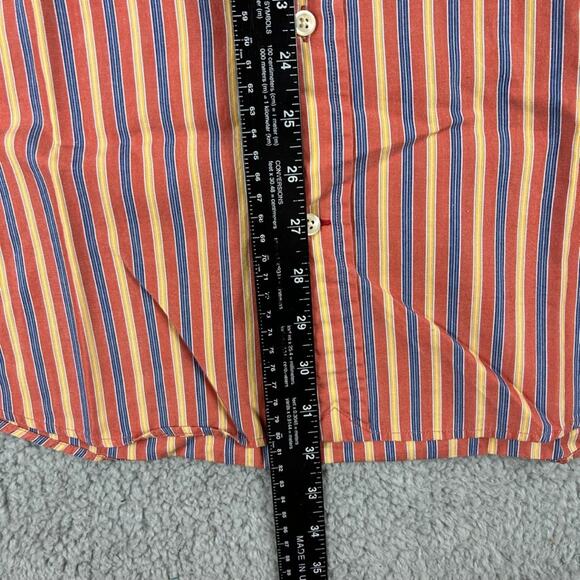 Daniel Cremieux Men's Orange Striped 100% Cotton Long Sleeve Button Up Shirt - Picture 7 of 16